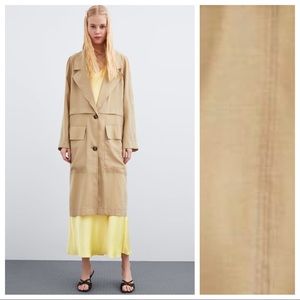 NWT. Zara Tan Full Cut Trench Coat. Size S-M.
